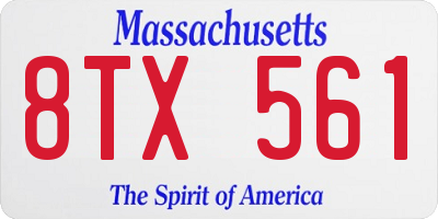 MA license plate 8TX561