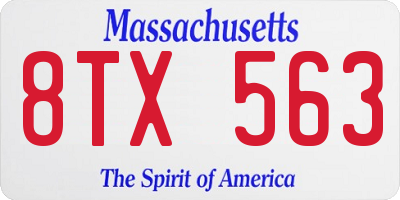 MA license plate 8TX563