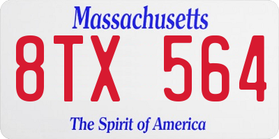MA license plate 8TX564