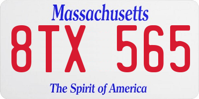 MA license plate 8TX565