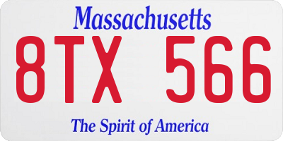 MA license plate 8TX566