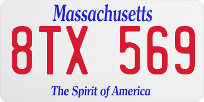 MA license plate 8TX569