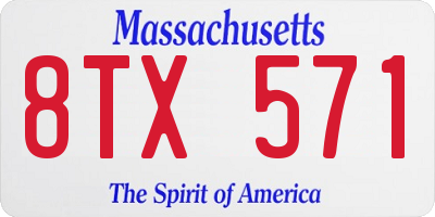 MA license plate 8TX571