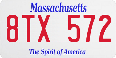 MA license plate 8TX572