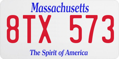 MA license plate 8TX573