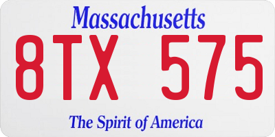 MA license plate 8TX575
