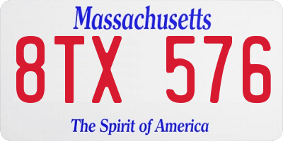MA license plate 8TX576