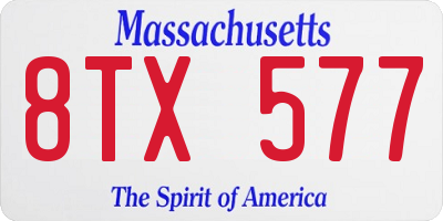 MA license plate 8TX577