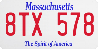 MA license plate 8TX578