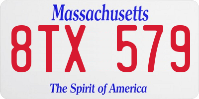MA license plate 8TX579