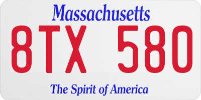 MA license plate 8TX580