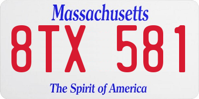MA license plate 8TX581