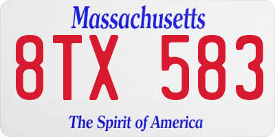 MA license plate 8TX583