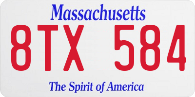MA license plate 8TX584