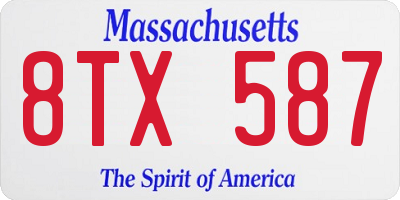 MA license plate 8TX587