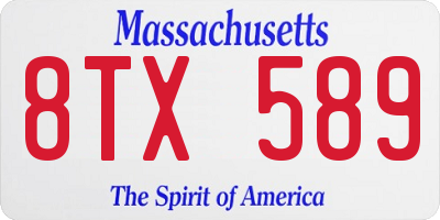 MA license plate 8TX589
