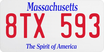 MA license plate 8TX593
