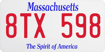 MA license plate 8TX598