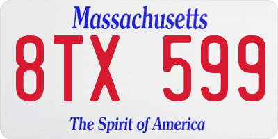 MA license plate 8TX599
