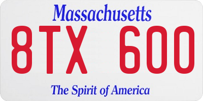 MA license plate 8TX600