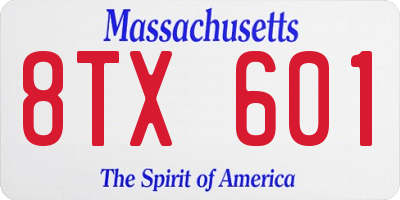 MA license plate 8TX601