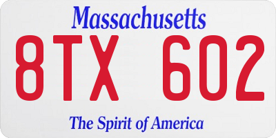 MA license plate 8TX602