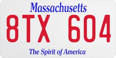 MA license plate 8TX604