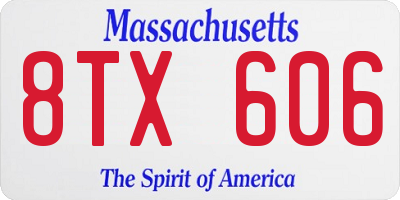 MA license plate 8TX606