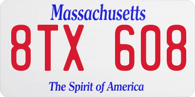MA license plate 8TX608