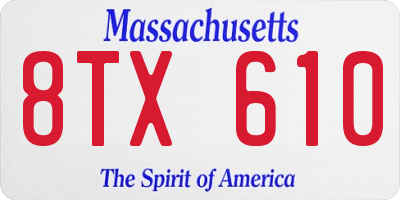 MA license plate 8TX610