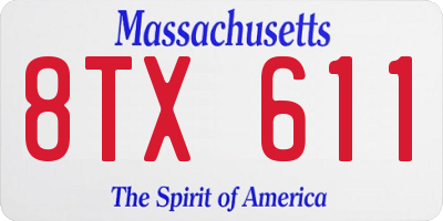 MA license plate 8TX611