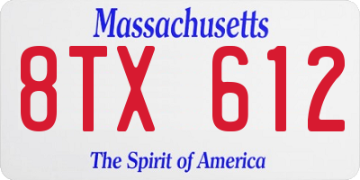 MA license plate 8TX612