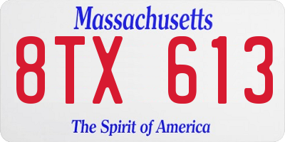 MA license plate 8TX613