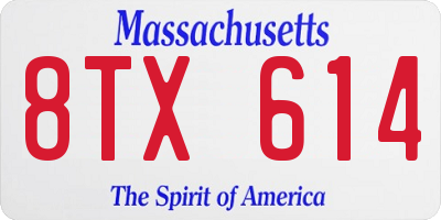 MA license plate 8TX614