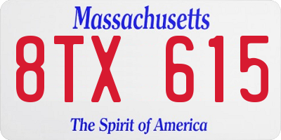 MA license plate 8TX615