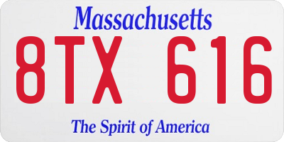 MA license plate 8TX616