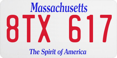 MA license plate 8TX617