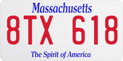 MA license plate 8TX618