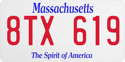 MA license plate 8TX619