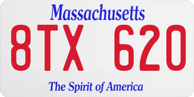 MA license plate 8TX620
