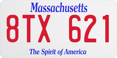 MA license plate 8TX621
