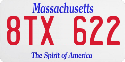 MA license plate 8TX622
