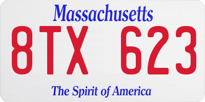 MA license plate 8TX623