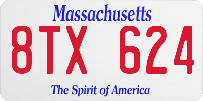 MA license plate 8TX624