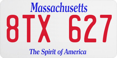 MA license plate 8TX627