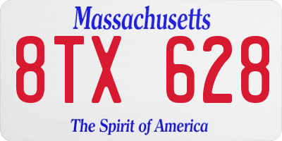 MA license plate 8TX628