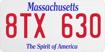 MA license plate 8TX630