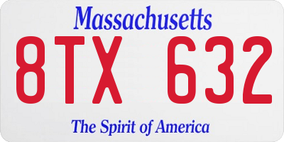 MA license plate 8TX632