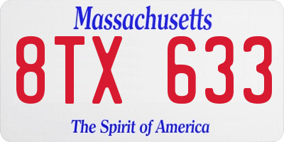 MA license plate 8TX633