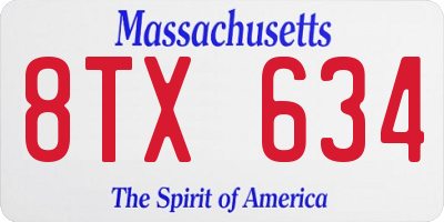 MA license plate 8TX634